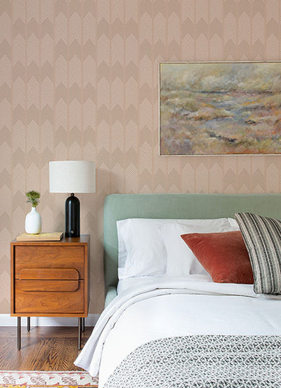 product image for Nyle Blush Chevron Stripes Wallpaper from Hannah Collection by Brewster 43