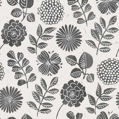 product image for Inge Black Floral Block Print Wallpaper from Hannah Collection by Brewster 16