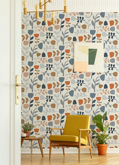 product image for Juni Orange Abstract Tulips Wallpaper from Hannah Collection by Brewster 0