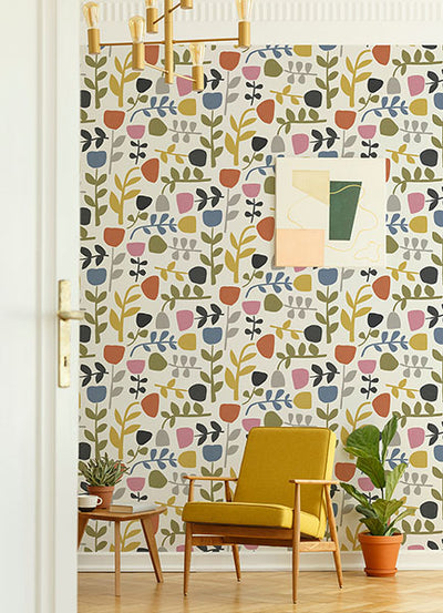 product image for Juni Multicolor Abstract Tulips Wallpaper from Hannah Collection by Brewster 92