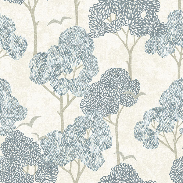 media image for Lykke Blue Textured Tree Wallpaper from Hannah Collection by Brewster 243