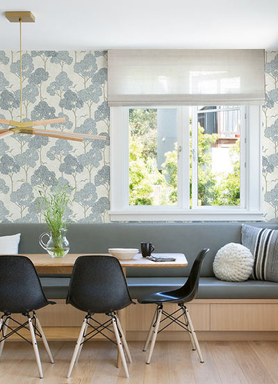 product image for Lykke Blue Textured Tree Wallpaper from Hannah Collection by Brewster 20