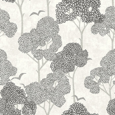 product image for Lykke Black Textured Tree Wallpaper from Hannah Collection by Brewster 91
