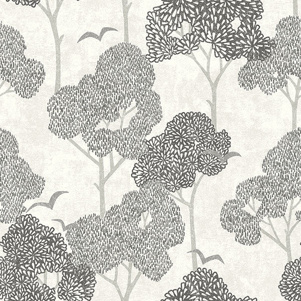media image for Lykke Black Textured Tree Wallpaper from Hannah Collection by Brewster 263