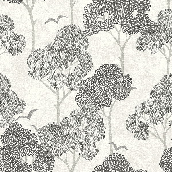 media image for Lykke Black Textured Tree Wallpaper from Hannah Collection by Brewster 228