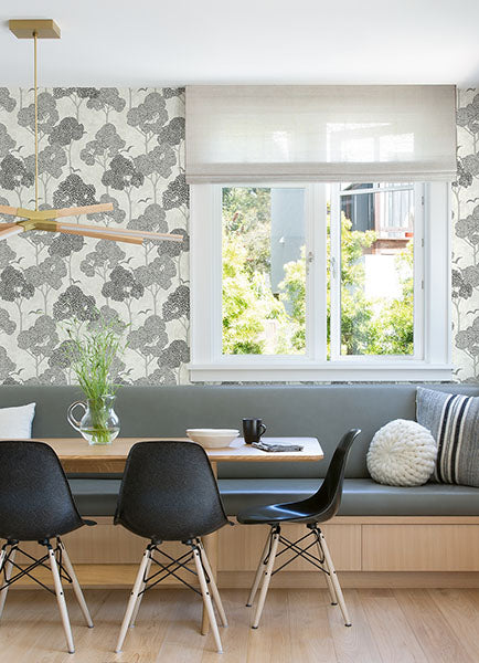 media image for Lykke Black Textured Tree Wallpaper from Hannah Collection by Brewster 286