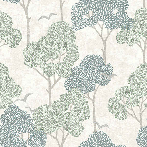 media image for Lykke Green Textured Tree Wallpaper from Hannah Collection by Brewster 258