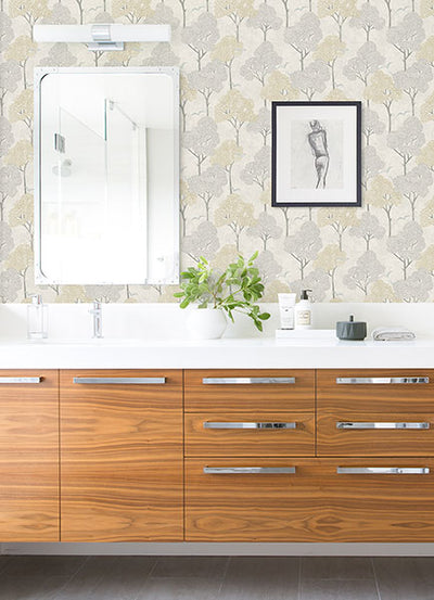 product image for Lykke Neutral Textured Tree Wallpaper from Hannah Collection by Brewster 72