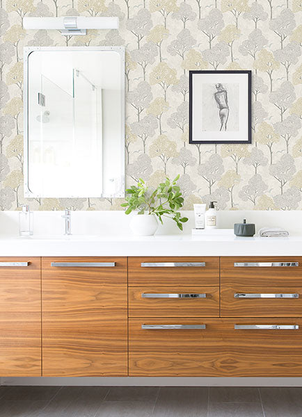 media image for Lykke Neutral Textured Tree Wallpaper from Hannah Collection by Brewster 258