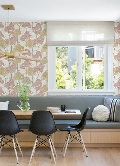 product image for Lykke Coral Textured Tree Wallpaper from Hannah Collection by Brewster 45