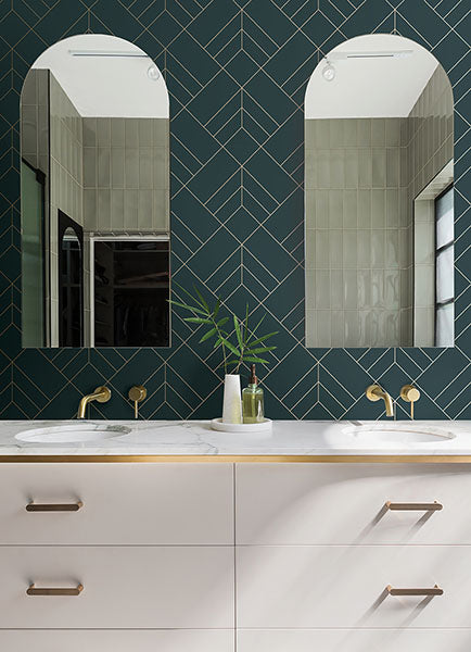 media image for Sander Slate Geometric Wallpaper from Hannah Collection by Brewster 291