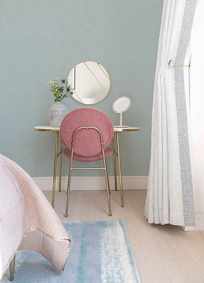 product image for Sander Light Blue Geometric Wallpaper from Hannah Collection by Brewster 48