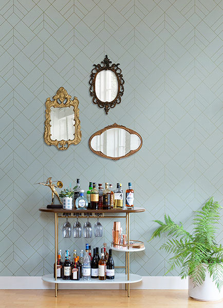 media image for Sander Light Blue Geometric Wallpaper from Hannah Collection by Brewster 226