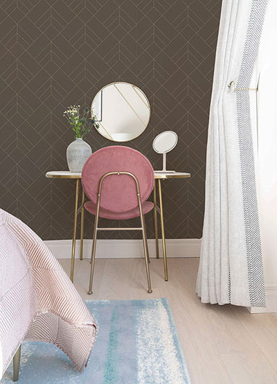 product image for Sander Chocolate Geometric Wallpaper from Hannah Collection by Brewster 41