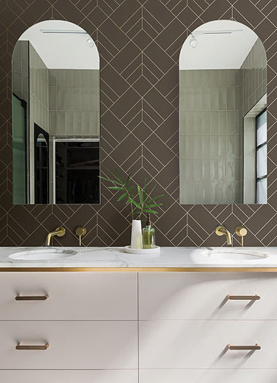 product image for Sander Chocolate Geometric Wallpaper from Hannah Collection by Brewster 87