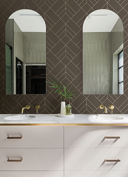 media image for Sander Chocolate Geometric Wallpaper from Hannah Collection by Brewster 235