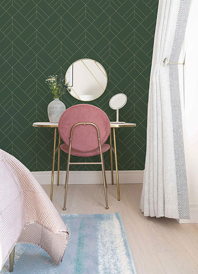 product image for Sander Evergreen Geometric Wallpaper from Hannah Collection by Brewster 57