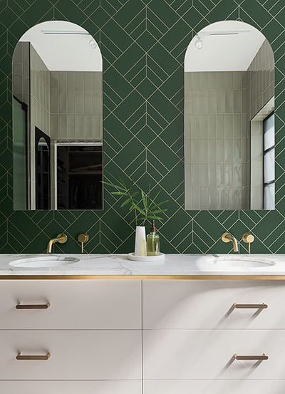 product image for Sander Evergreen Geometric Wallpaper from Hannah Collection by Brewster 24