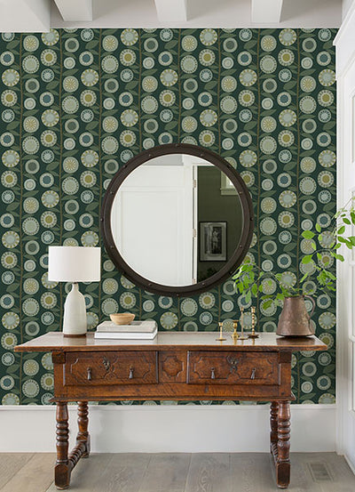 product image for Sisu Evergreen Floral Geometric Wallpaper from Hannah Collection by Brewster 4