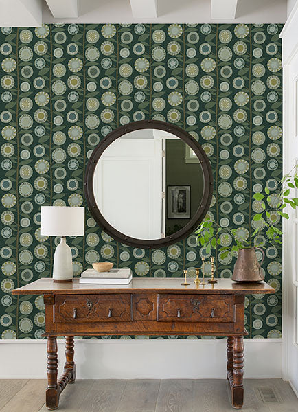 media image for Sisu Evergreen Floral Geometric Wallpaper from Hannah Collection by Brewster 23