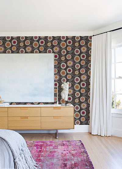 product image for Sisu Rasberry Floral Geometric Wallpaper from Hannah Collection by Brewster 52