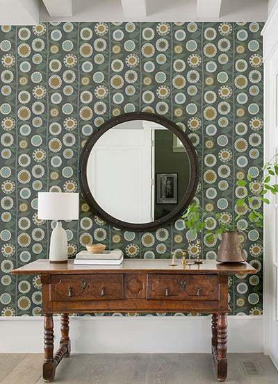 product image for Sisu Grey Floral Geometric Wallpaper from Hannah Collection by Brewster 31