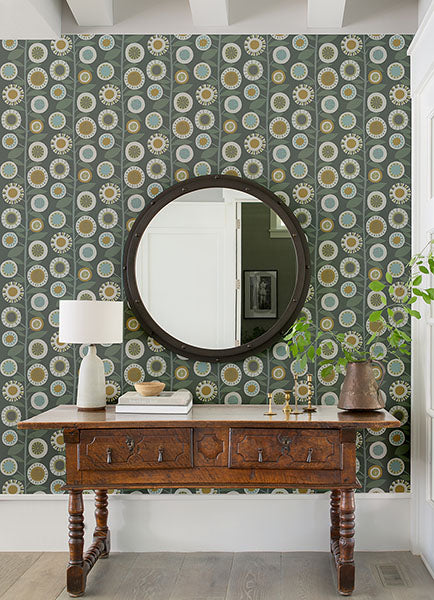 media image for Sisu Grey Floral Geometric Wallpaper from Hannah Collection by Brewster 225