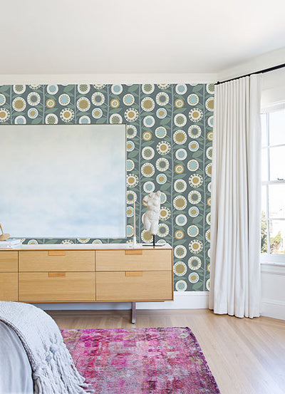 product image for Sisu Grey Floral Geometric Wallpaper from Hannah Collection by Brewster 8