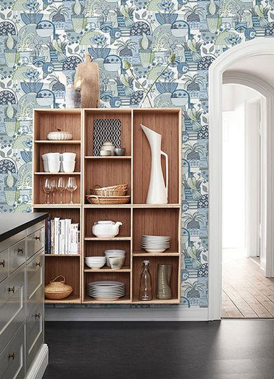 product image for Fika Blue Blissful Birds & Blooms Wallpaper from Hannah Collection by Brewster 80