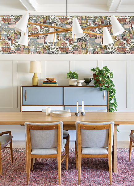 media image for Fika Mustard Blissful Birds & Blooms Wallpaper from Hannah Collection by Brewster 234