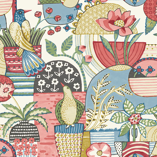 media image for Fika Rose Blissful Birds & Blooms Wallpaper from Hannah Collection by Brewster 285