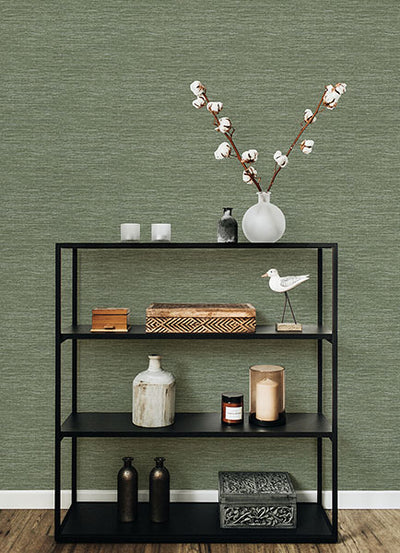 product image for Malin Moss Faux Grasscloth Wallpaper from Hannah Collection by Brewster 11