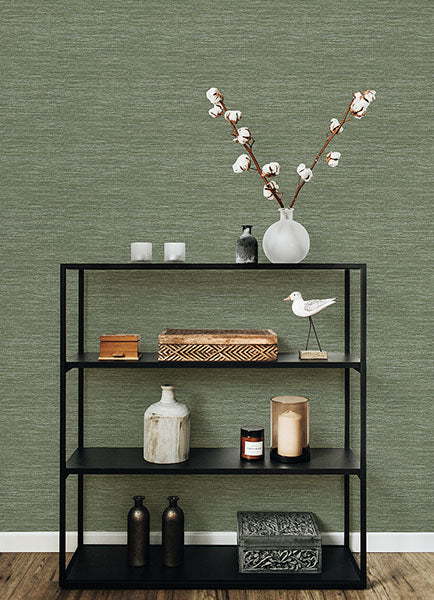 media image for Malin Moss Faux Grasscloth Wallpaper from Hannah Collection by Brewster 241