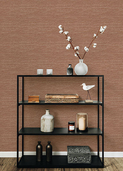 product image for Malin Rust Faux Grasscloth Wallpaper from Hannah Collection by Brewster 28