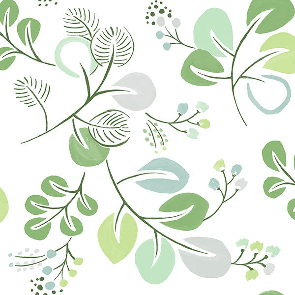 media image for Jonah Light Green Leaf Trail Wallpaper from Hannah Collection by Brewster 251