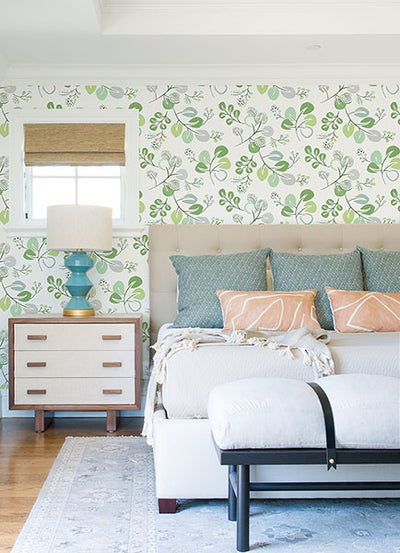 product image for Jonah Light Green Leaf Trail Wallpaper from Hannah Collection by Brewster 68