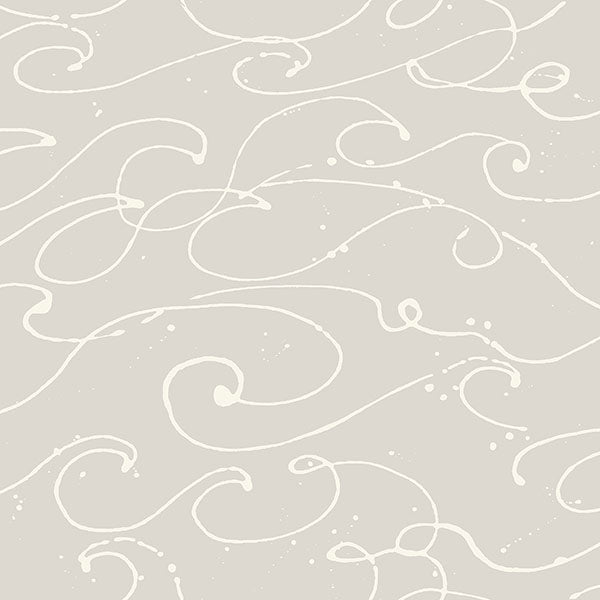 media image for Kuroshio Taupe Ocean Wave Wallpaper 273