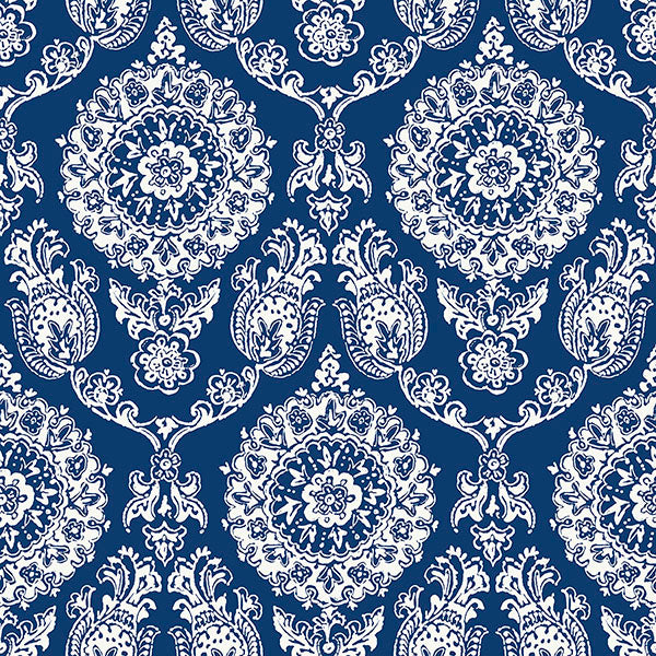 media image for Helm Damask Navy Floral Medallion Wallpaper 277