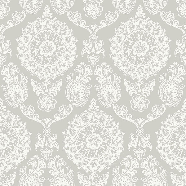 media image for Helm Damask Taupe Floral Medallion Wallpaper 225