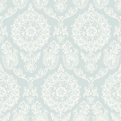 product image of Helm Damask Aqua Floral Medallion Wallpaper 584