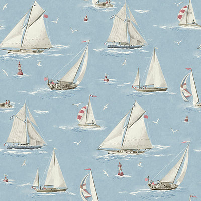 product image of Leeward Light Blue Sailboat Wallpaper 564