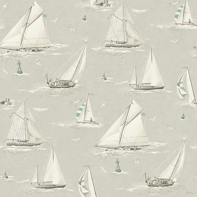 product image for Leeward Light Grey Sailboat Wallpaper 69