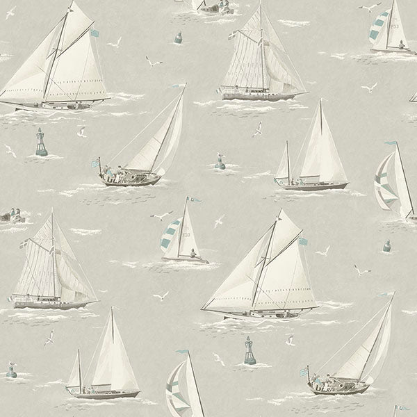 media image for Leeward Light Grey Sailboat Wallpaper 241