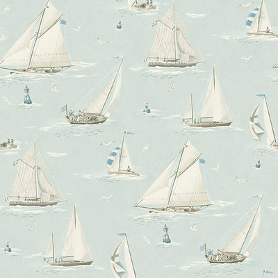 product image of Leeward Aqua Sailboat Wallpaper 555