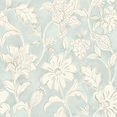 product image of Plumeria Aqua Floral Trail Wallpaper 526