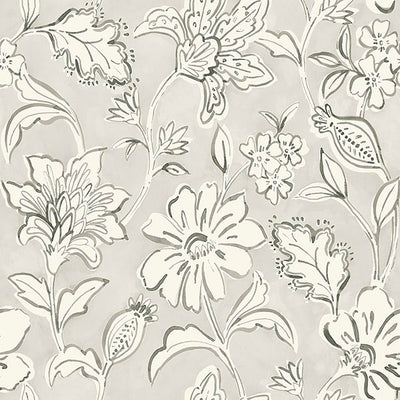 product image of Plumeria Grey Floral Trail Wallpaper 545