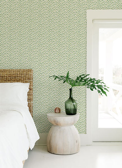 product image for Sand Drips Green Painted Dots Wallpaper 58