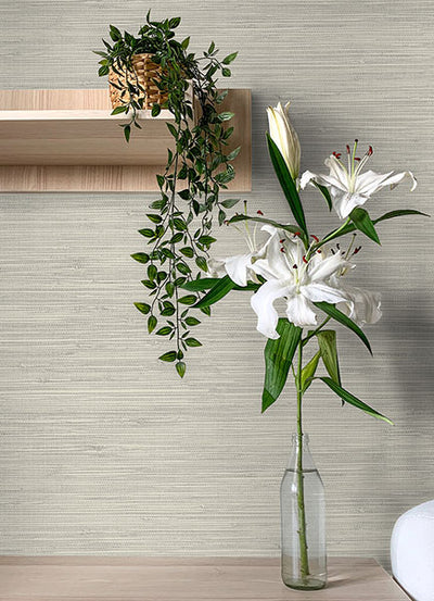 product image for Grassweave Light Grey Imitation Grasscloth Wallpaper 3