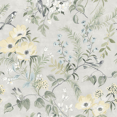 product image of Frederique Grey Bloom Wallpaper from the Delphine Collection by Brewster 51