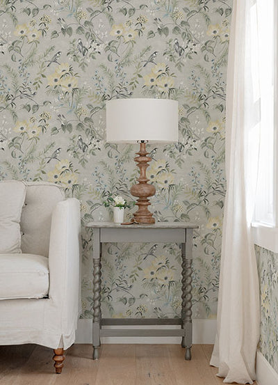 product image for Frederique Grey Bloom Wallpaper from the Delphine Collection by Brewster 88